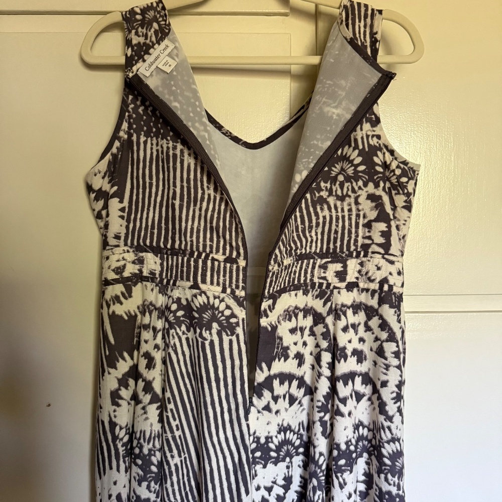 Coldwater Creek Maxi Dress Tie Dye Quilted Gray Cream Size 10 - Picture 11 of 14